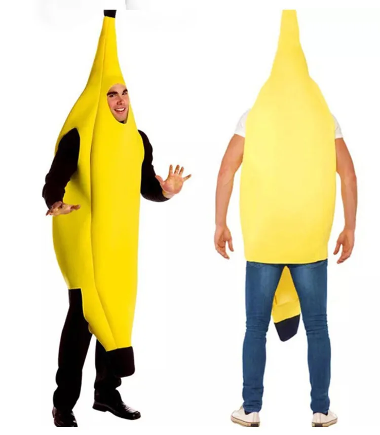 Adult Unisex Funny Banana Costume Yellow Novelty Halloween Fruit Fancy Party Festival Dress Carnival Clothes New |