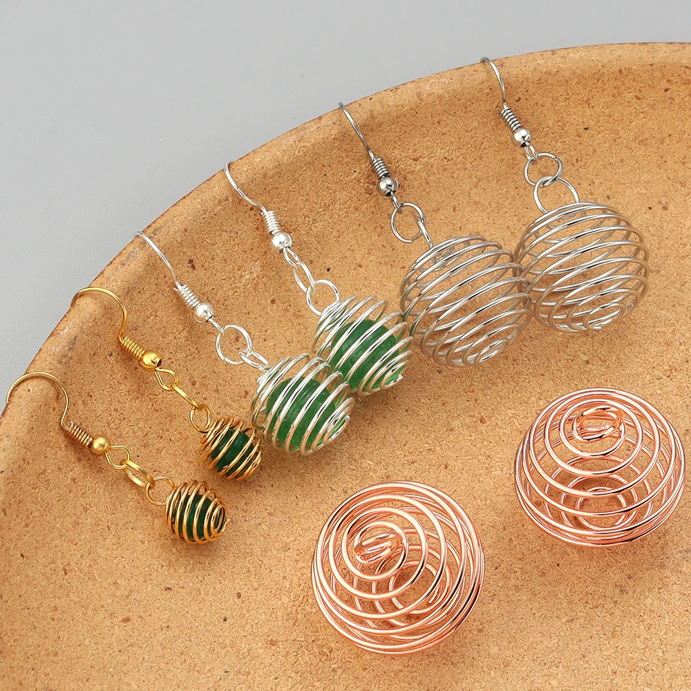 Модные геометрические металлические проволочные тканые серьги-шарики