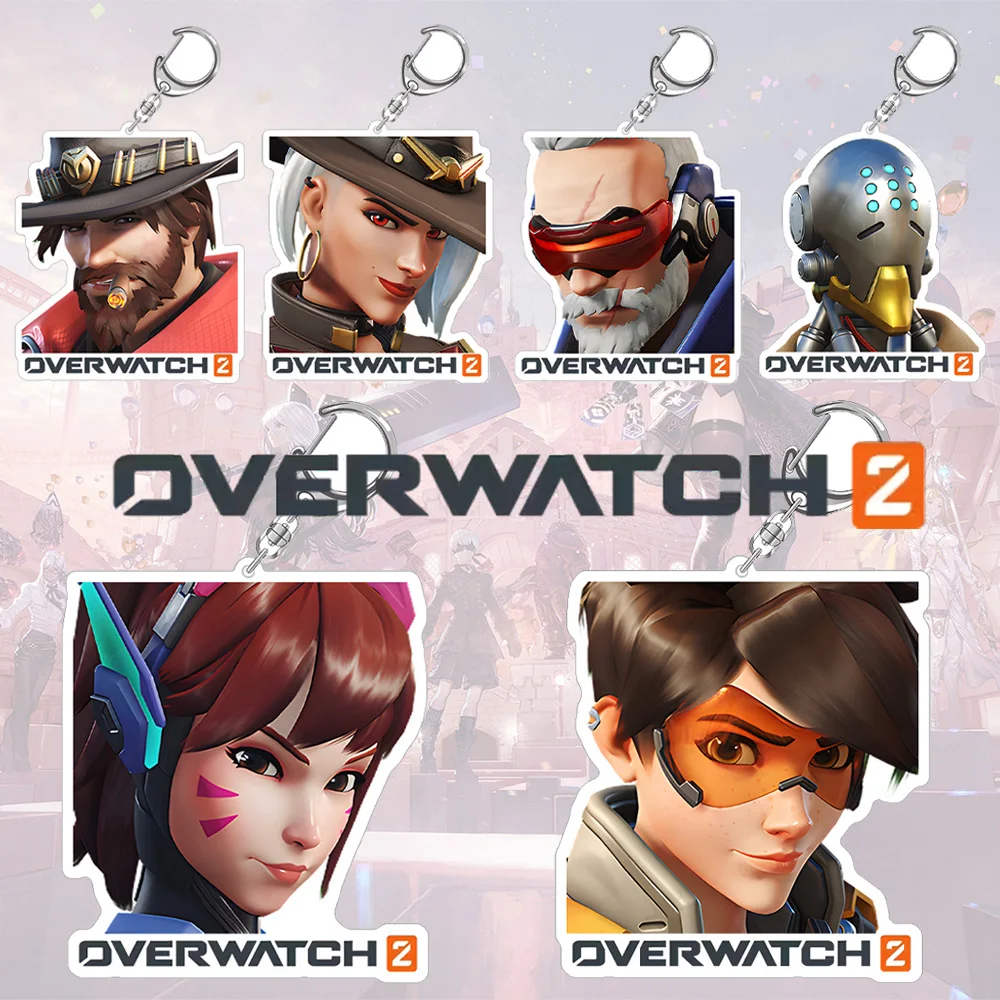 Фото Акриловый брелок с персонажами Overwatch 2: Мизуки, Домина, Анран, Джетпак, Кэт, Эмре, Заря, Венчур, Сомбра, D.Va, Моира, Сигма. №1
