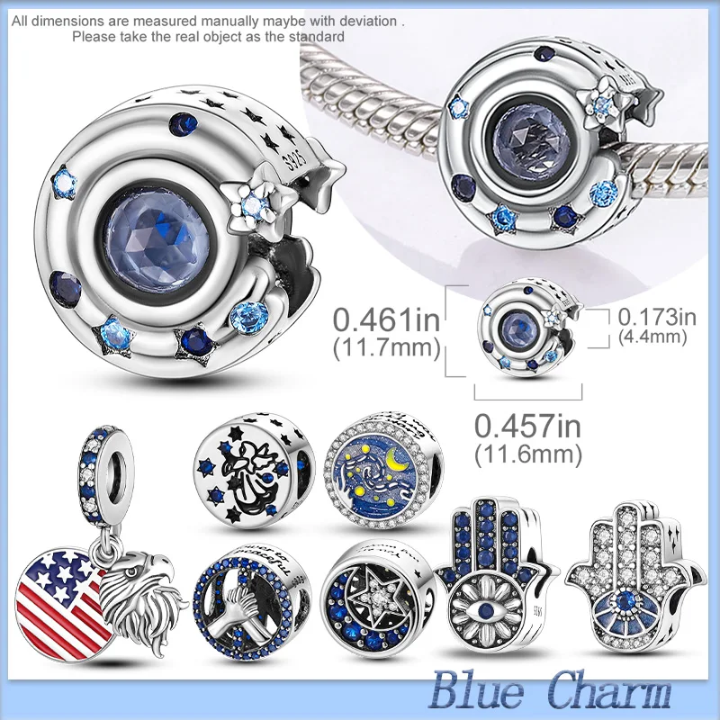 

2022 Original 925 Sterling Silver Blue Shell Charm Beads Fit Pandora Bracelet Boat Evil Eye Hand Jewelry Party Gift For Women