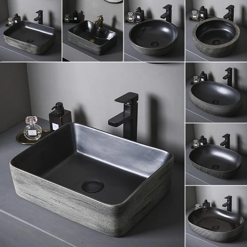 

Nordic Black Industrial Cool style Modern Italian minimalism Ceramic Table Basin