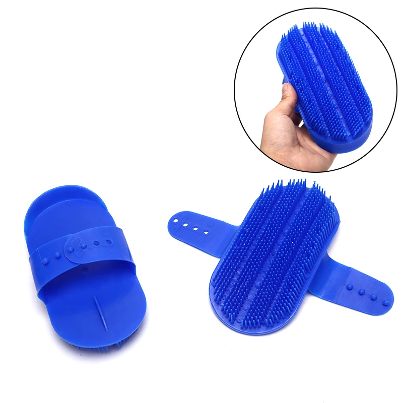 

Plastic Curry Comb Adjustable Strap Horse Pony Care Grooming Scraper Brush Clean