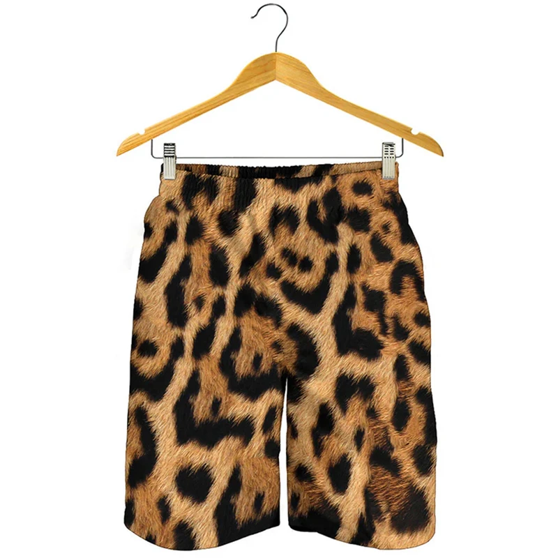 Streetwear Hip Hop Style Shorts For Men 3D Printing Unique Leopard Short Pants Animal Skin Pattern Summer Harajuku Board