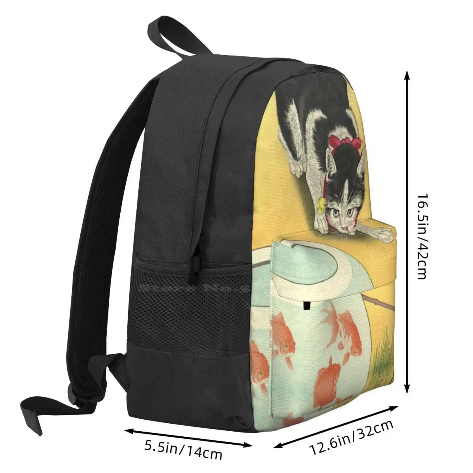 Японский Школьный рюкзак с принтом кошки из дерева унисекс
