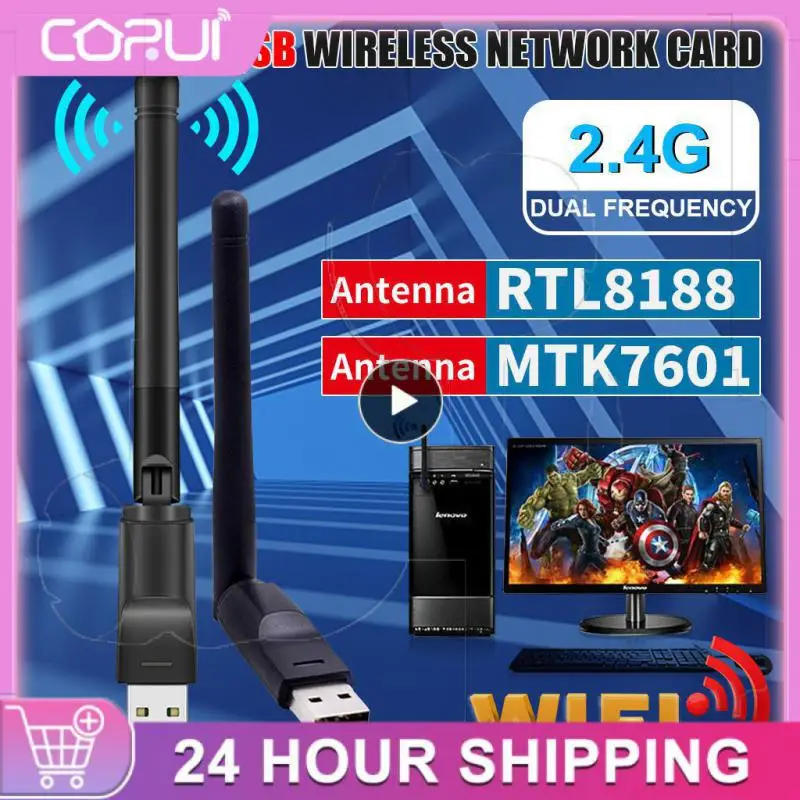 

Wifi External Antenna For Pc Computer Accessories Lan Wi-fi Receiver Usb Wireless Network Card 150mbps Wireless Network Card Usb