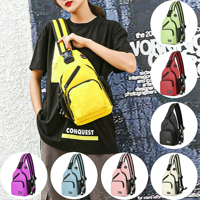 

Women Outdoor Backpack Fashion Chest Bag Travel Waterproof Backpacks Solid Color Handbag For Girls Canvas Shoulder Bag