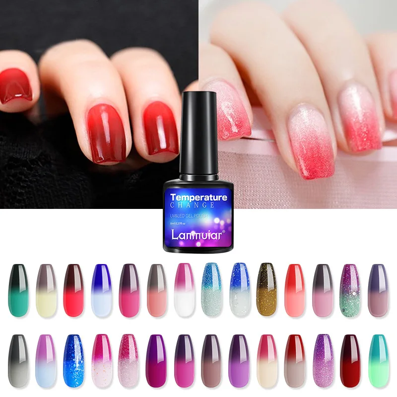 

Thermal Nail Gel Polish 3 Layers Temperature Shiny Color Changing Series Semi Permanent Soak Off UV Nail Gels Polish