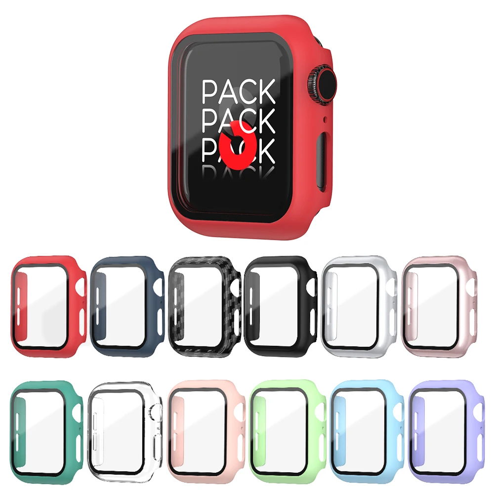 

Glass+Case Full Cover for Apple Watch Case Series 7 6 SE 5 4 321 IWatch Case Accessor 45/41/44/40/42/38mm Protector Apple Watch