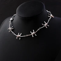 new small wire brambles iron unisex choker necklace women hip hop gothic punk style barbed wire little thorns chain choker gifts