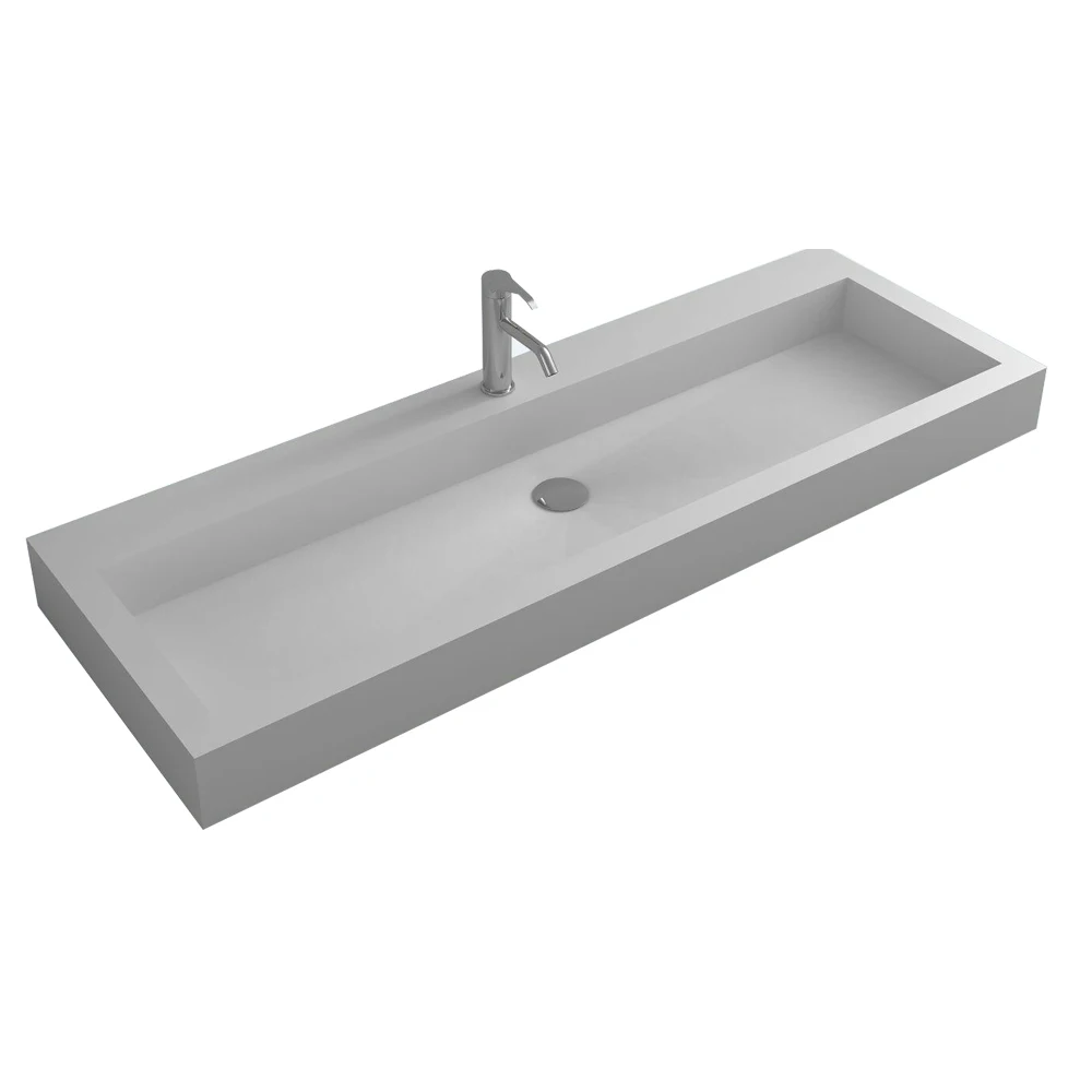 

1500mm Bathroom Rectangular Wall Hung Vanity Corian Wash Sink Matt Solid Surface Stone Washbasin RS38432