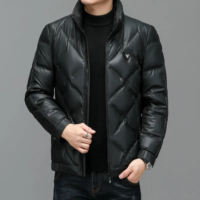Winter Men Imitation Fur Puffer Parkas Green Blue Black Lightweight Thermal Quilted Jackets Male Casual Warm Padded Outerwear