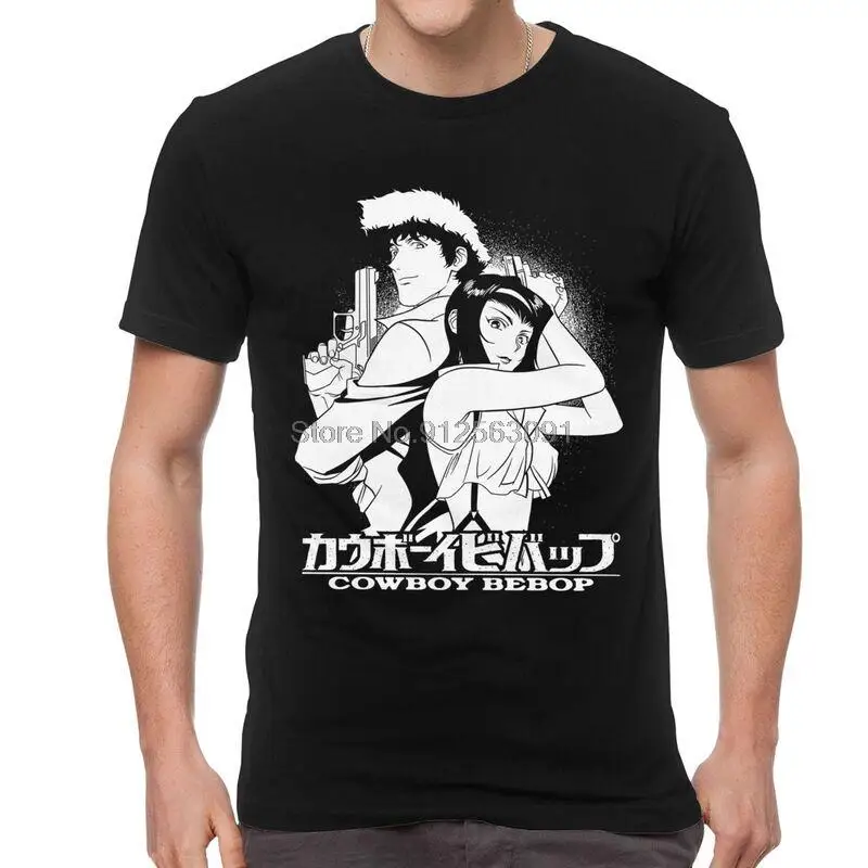 

Men's Animated Tv Show Cowboy Bebop T-Shirt Graphic Manga Spike Spiegel and Faye Tshirt Short Sleeve Cool T Shirt Cotton Tee