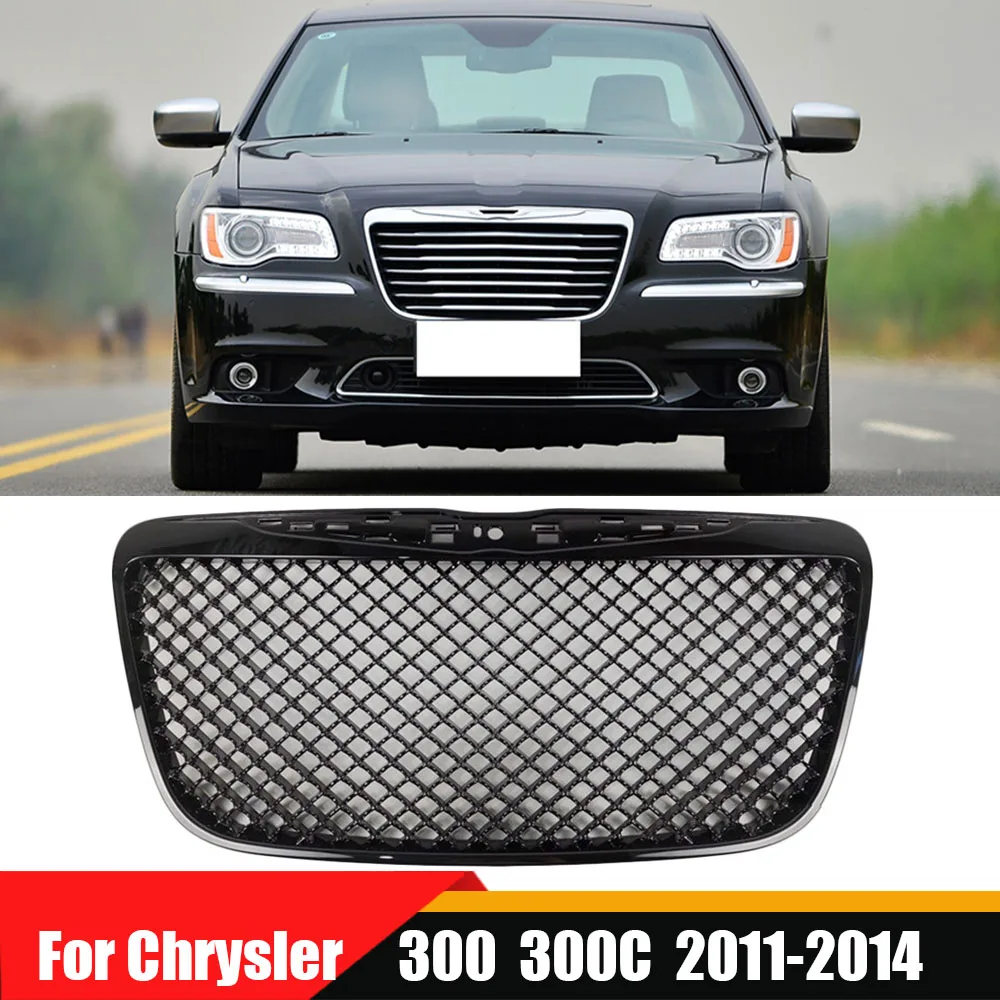 

Fit Mesh Style Car Front Bumper Grille Front Upper Mesh Grill Gloss Black Grille Racing Grills For Chrysler 300 300C 2011-2014