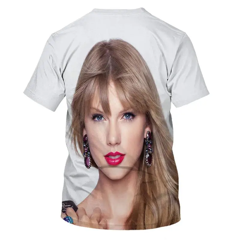 

Summer White Short Sleeve New Retro Trendy Beauty T-Shirt 3D Funny Expression Men's Beauty Star Singer Music Shirt