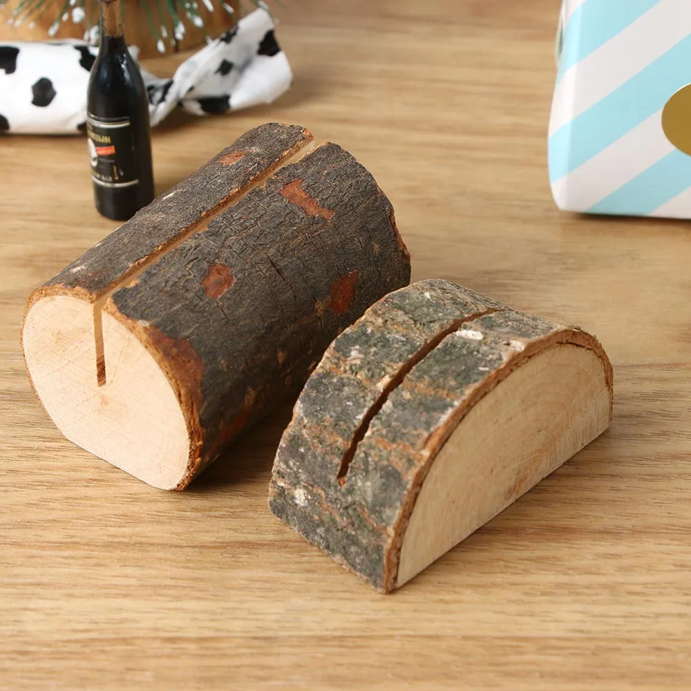 

Log Photo Clip Bark Stump Crafts Retro Desktop Decoration Cardv Holder Stakes Wedding Supplies Hotel Table Card Decoration
