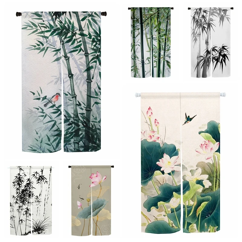 Японская бамбуковая дверная занавеска в виде лотоса дверные занавески стиле Noren