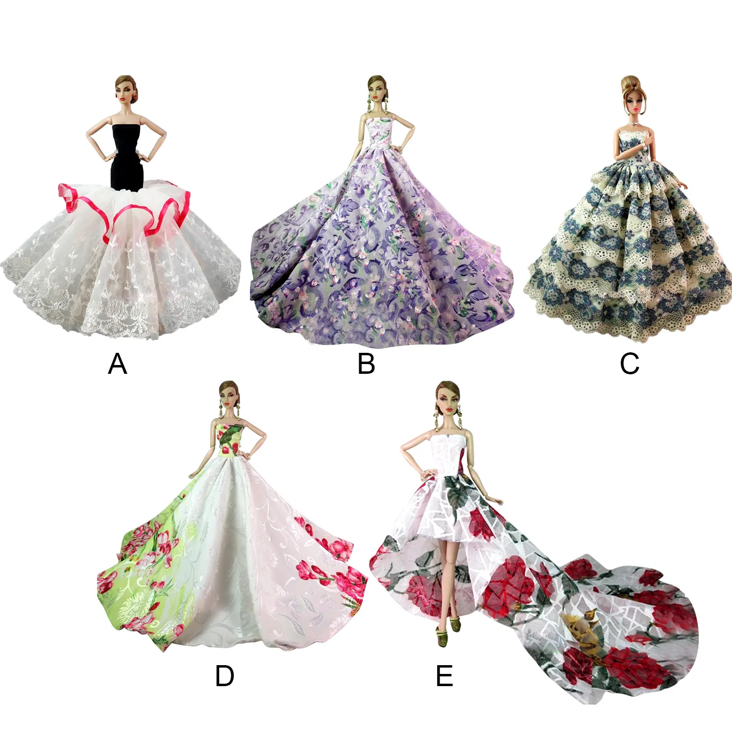 

Besegad Fashion Beautiful Mini Doll Long Wedding Party Dress Princess Dresses Outfit Clothes Costume Accessories for Barbie Toy