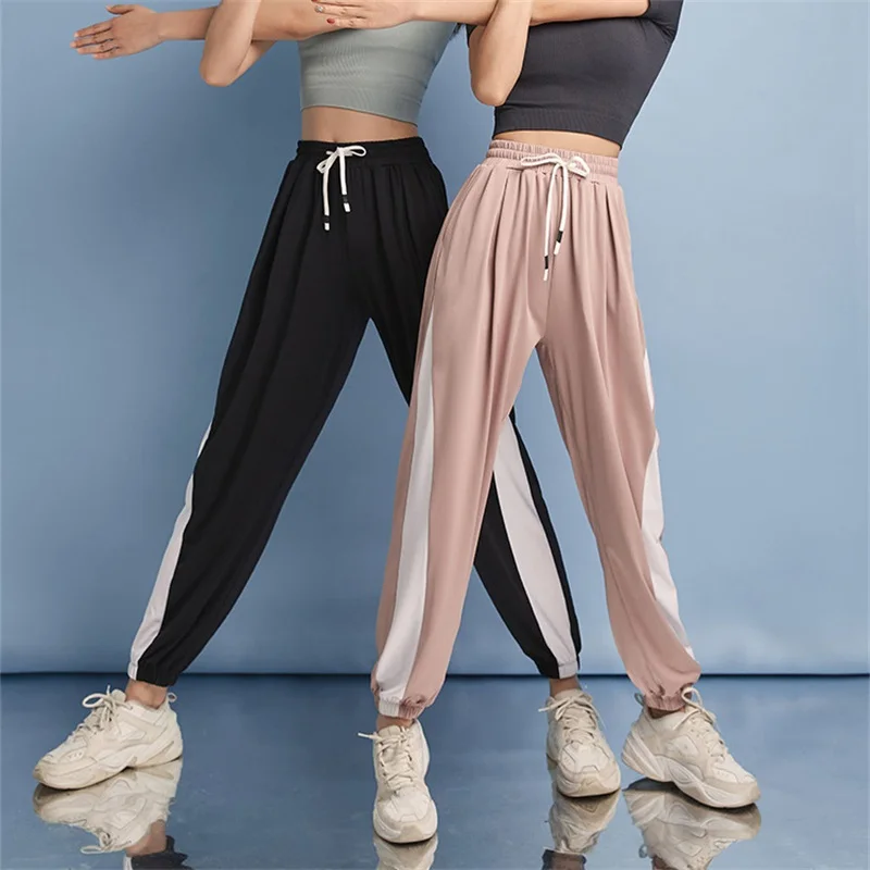 

2022 спортивные штаны женские мешковатые спортивные свободные брюки для тренировок модные штаны для бега фитнес Йога эластичная мягкая спортивная одежда с высокой талией