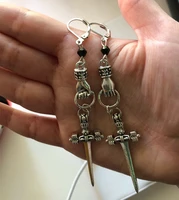 victorian mini hand earrings sword earrings gothic earrings weird earrings alternative mysterious womens jewelry gifts