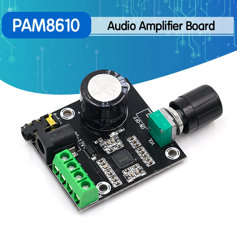 

Super Slim 2 x 15W PAM8610 Class D Digital Dual Power Audio Amplifier Board 12V black