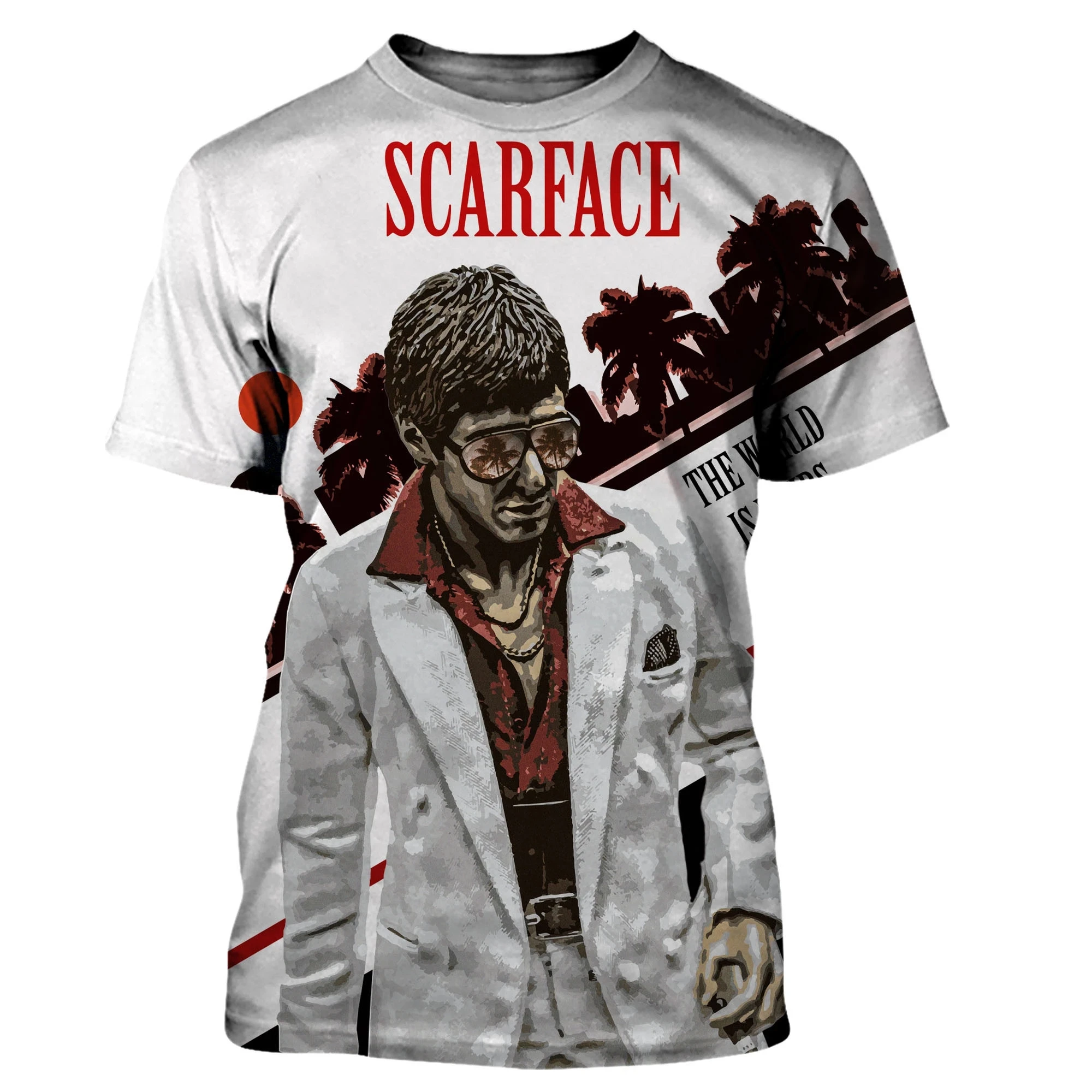 

Летняя Мужская/Женская Повседневная футболка Scarface в стиле Харадзюку, новая модная футболка с 3D принтом, уличная футболка