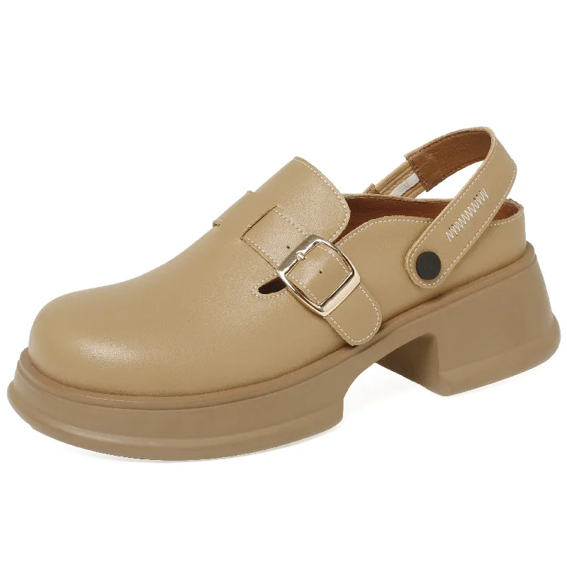 

Женские туфли-лодочки Dilalula на платформе с круглым носком, повседневные туфли из натуральной кожи на толстом каблуке, женские туфли с пряжко...