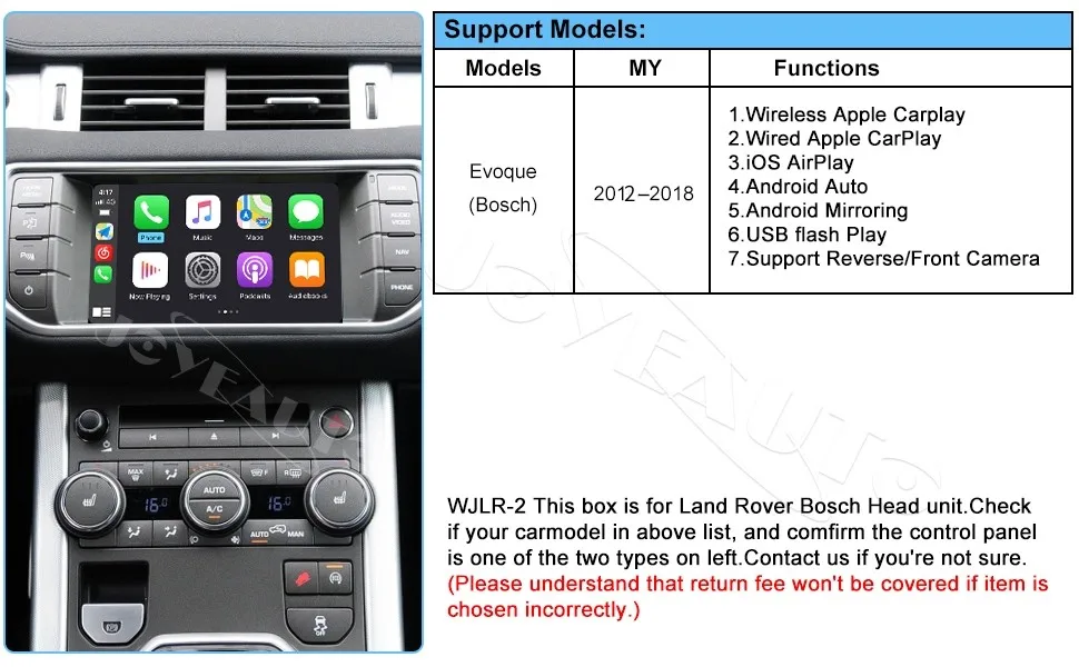 

JoyeAuto беспроводной Apple CarPlay Android Авто модернизация для Land Rover Evoque Discovery 5 Sport Harman Bosch Mirror-Link AirPlay
