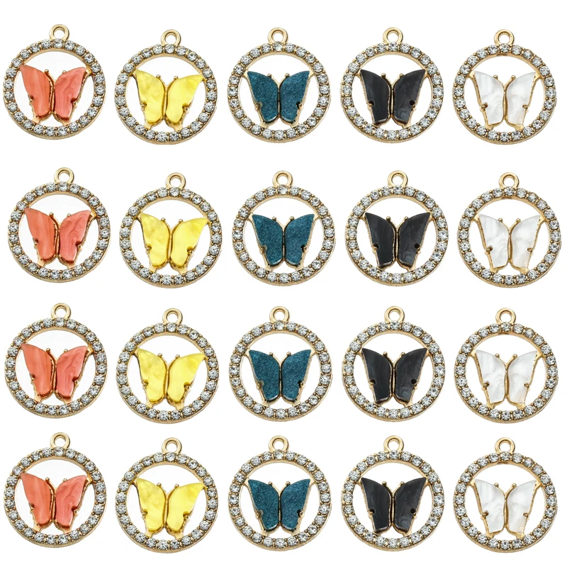 

HEYUYAO 10 шт./лот Разноцветные Подвески-бабочки с разноцветными кристаллами подвеска «сделай сам» Серьги-брелки для изготовления ювелирных из...