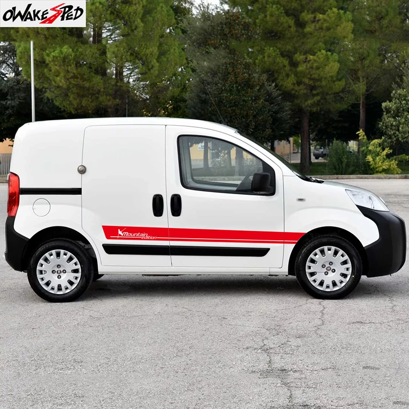 

2pcs Car Door Side Skirt Sticker For Fiat Fiorino Mountain Edition Sport Stripes Auto Body Decor Vinyl Decal Climber Graphics