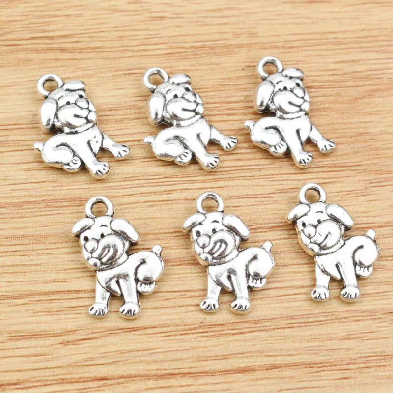 

20pcs 17x13mm Antique Silver Plated Dog Handmade Charms Pendant:DIY for bracelet necklace