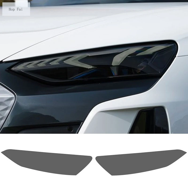 

2 Pcs Car Headlight Protective Film Front Light Transparent Smoked Black TPU Sticker For Audi E-tron GT RS Quattro 2021 2022 -