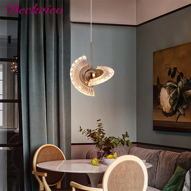 Железная поделка + акриловая подвесная люстра для спальни столовой вращающаяся