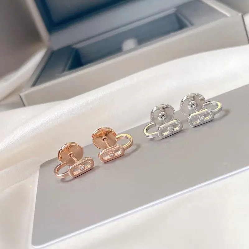 

French luxury fashion brand jewelry 925 Sterling Silver Move the diamond Earrings High quality Festival Couple Gifts