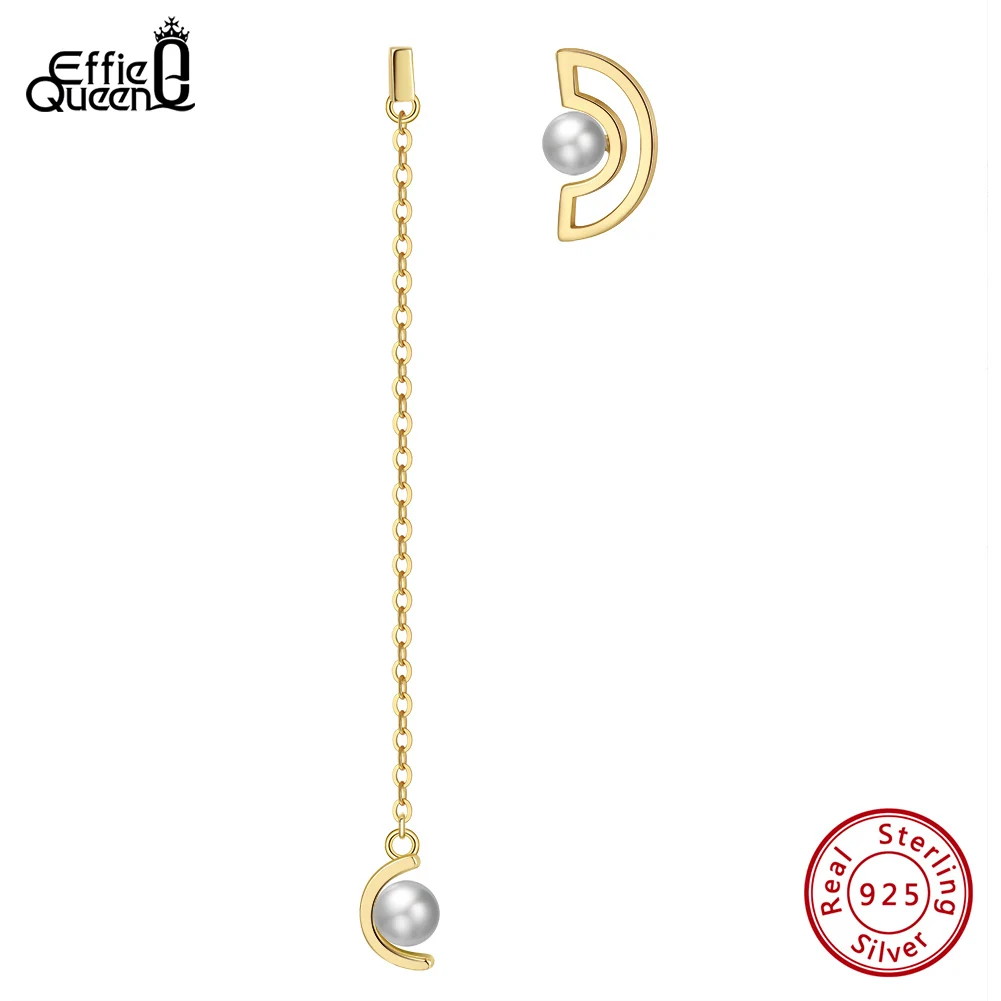 

Effie Queen 925 Sterling Silver Tassel Natural Pearl Earrings 14K Gold Natural Baroque Pearl Ear Drop Jewelry for Women GPE37