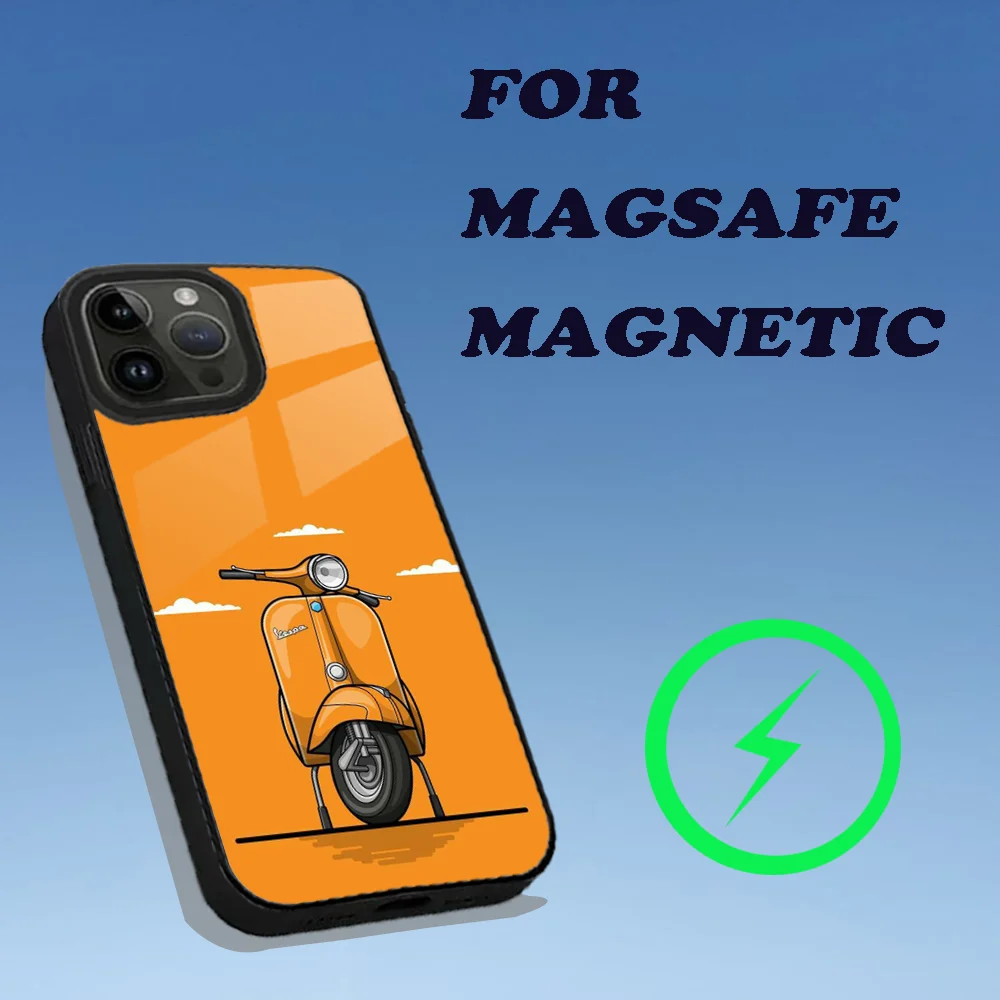 Чехол для телефона V-VespaS Scooter iPhone 15 14 13 12 11 Plus Pro Max Mini Magsafe с магнитной беспроводной