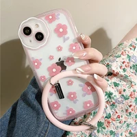cute red flower bracelet circle ring clear phone case for iphone 13 11 12 pro x xr xs max 7 8 plus shockproof cartoon soft cover