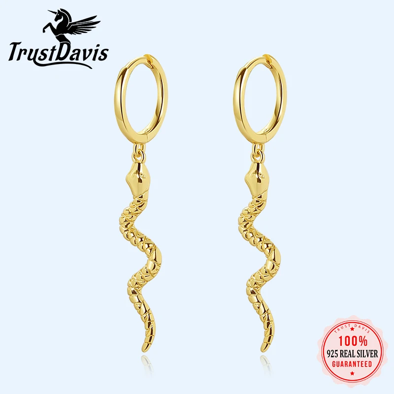 

Женские серьги-кольца из серебра 925 пробы с змеиным принтом