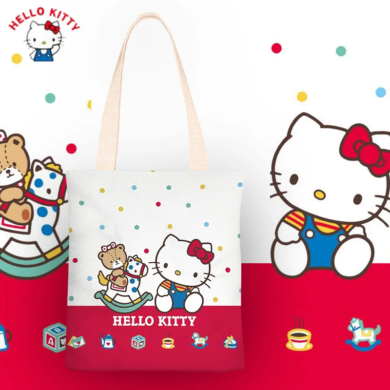 

Hello Kitty Anime Women's Simple Kt Cat Girl Student Single Shoulder Canvas Bag Class Women Bag