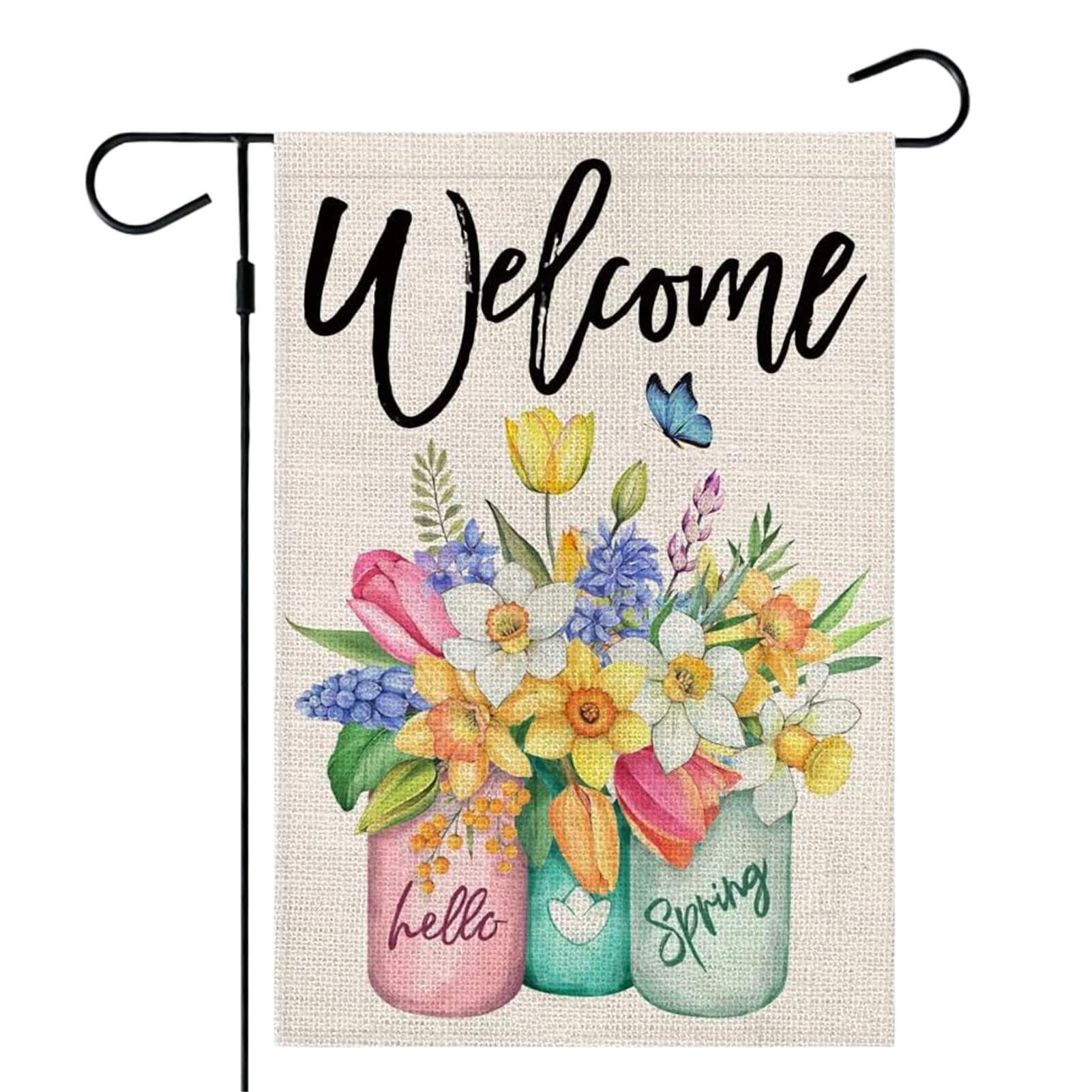 

Весенний цветочный Садовый флаг, льняные весенние вертикальные двухсторонние сезонные садовые флаги, весенние подвески, украшение для сада