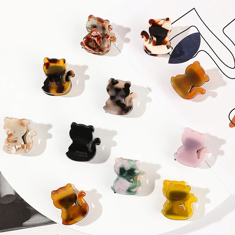 

Tortoiseshell Cat Hairpins Geometric Cat Shaped Hairpin Catch Clip Leopard Print Barrettes Mini Hair Claw Lady Hair Accessories