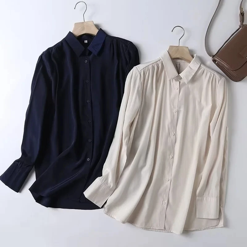 

Maxdutti Japanese Style Fashion Blouse Long Sleeve Pleated Shirt Simple Blouse Women Tops