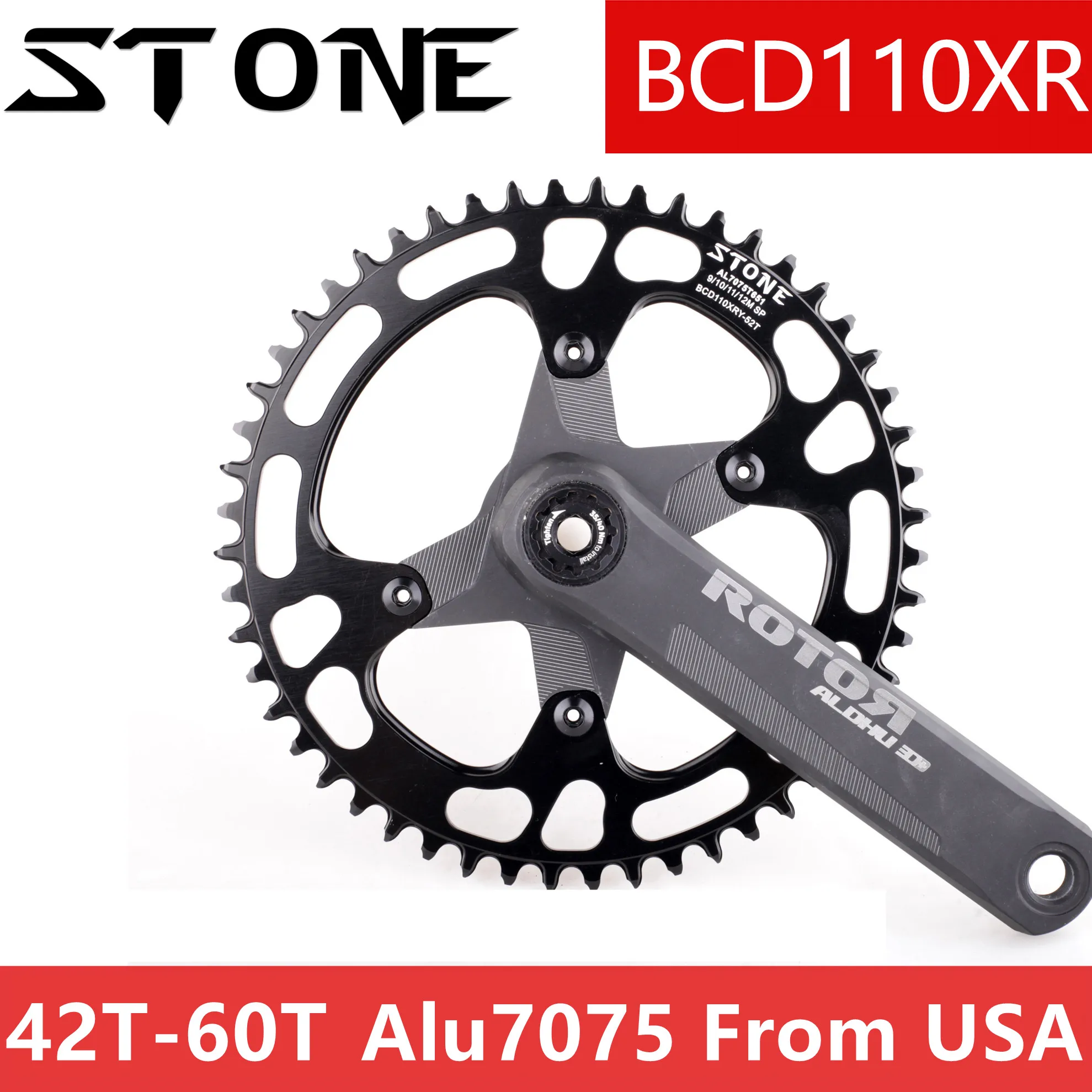 Stone 110 BCD Round Chainring for Rotor Aldhu Road Bike for Shimano 105 R7000 R8000 R9100 4700 5800 6800 9000 Crankset 42T-60T