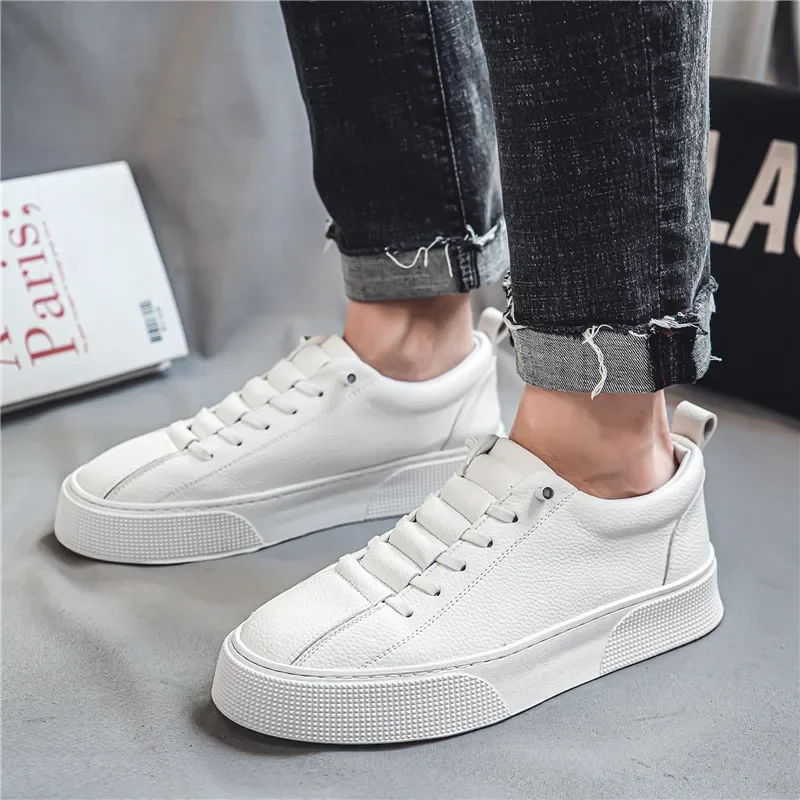 

Кроссовки мужские спортивные, дышащие, плоская подошва, Вулканизированная подошва, повседневная обувь, Мокасины, белые