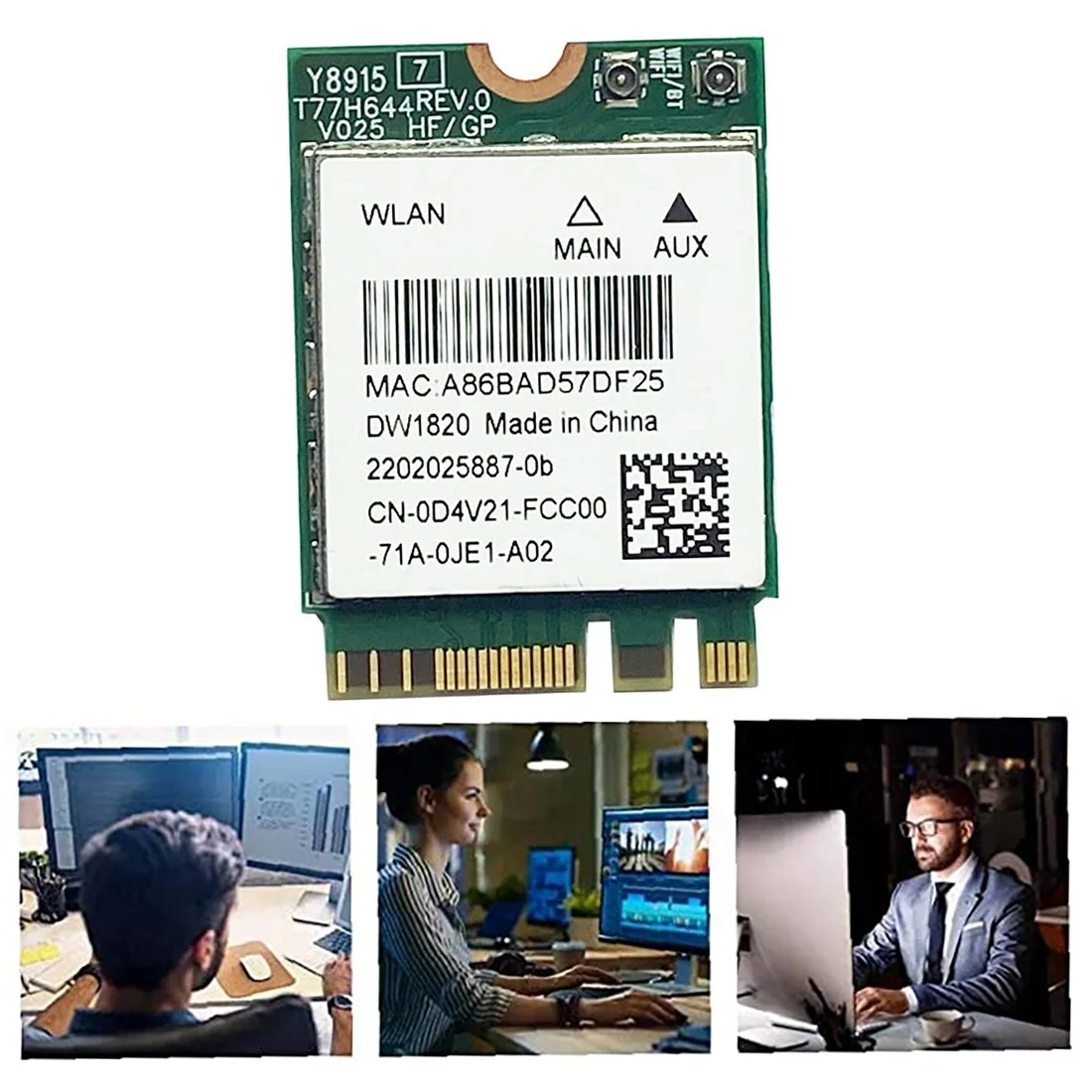 Фото Беспроводная сетевая карта DW1820 QCNFA344A 2,4G + 5G Двухдиапазонная гигабитная Bluetooth 4,1 NGFF сетевая карта поддерживает 802.11AC №3