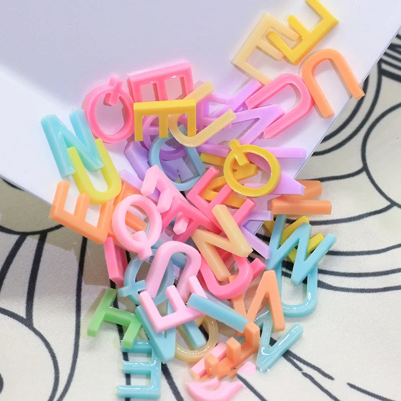 

50Pcs Kawaii Letters Flatback Resin Cabochon DIY Embellishments for Scrapbooking Craft Fit Phone Case Home Decoration Kids Gift