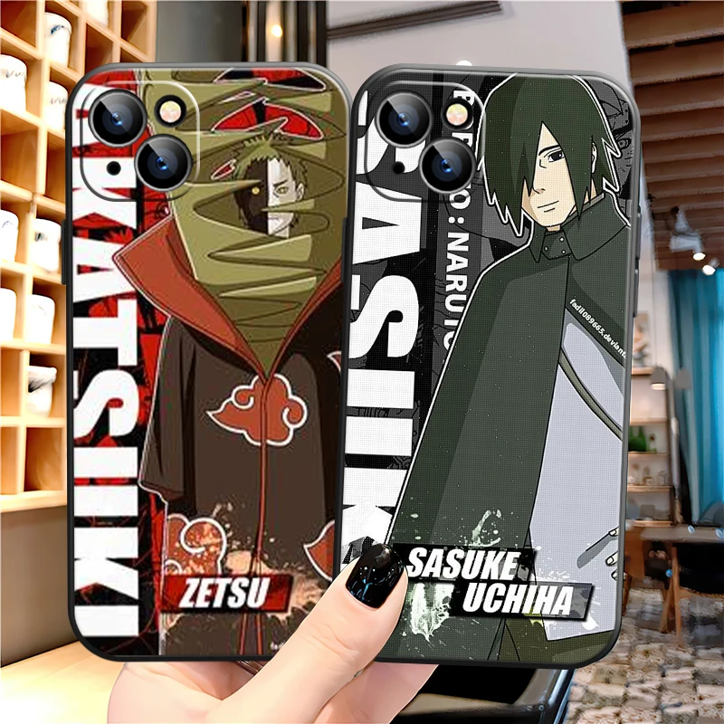 

Bandai NARUTO Comics Phone Case For iPhone 12 13 11 Pro MAX 6 6S 7 8 Plus X XS XR Mini SE 2020 Liquid Silicon Black Coque