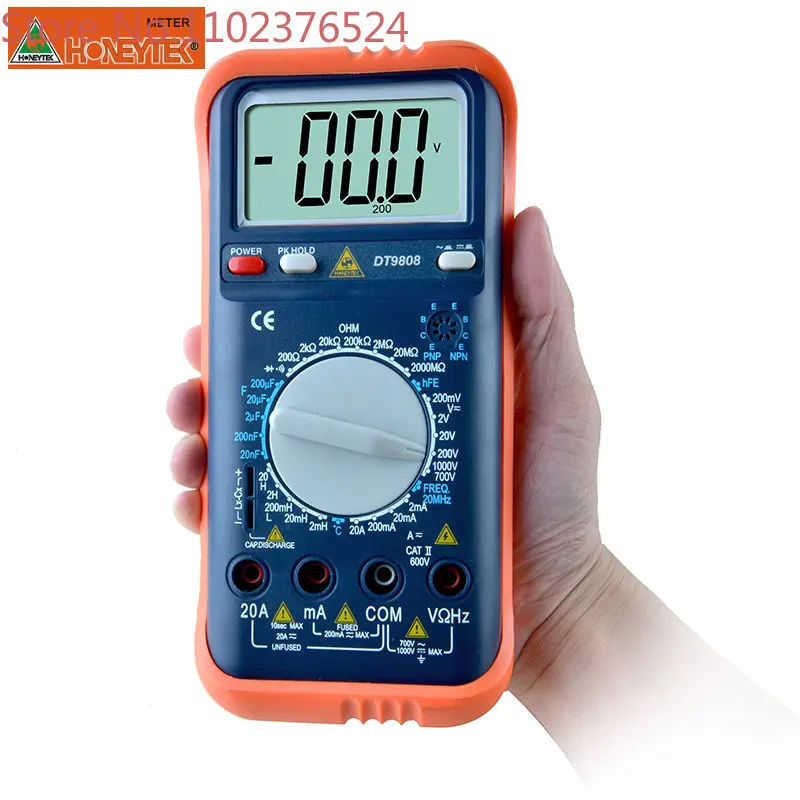DT9808 Professional Digital Multimeter Voltmeter Ammeter transistor Tester LCD Test Current Multimeter Overload Protection