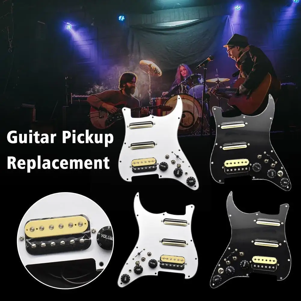 

ST Электрический гитарный пикап с двойной катушкой и сборкой Singlecut Pickguard, гитарная царапина, загруженная Предварительно Проводная черная SSH ...
