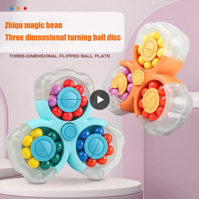 

Spin Magical Bean Cube For Kids Rotating Decompression Toy Square Mini Beads Shape Ball Game Fingertip Brain Creative Toy