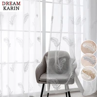 dk embroidered feather white sheer curtains for living room bedroom voile tulle curtains for window finished drapes panels